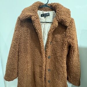 J.Crew Brown Teddy Sherpa button up coat